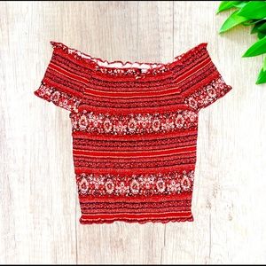 🔴 Rue 21 Cinch Stretchy Off the Shoulder Crop Top